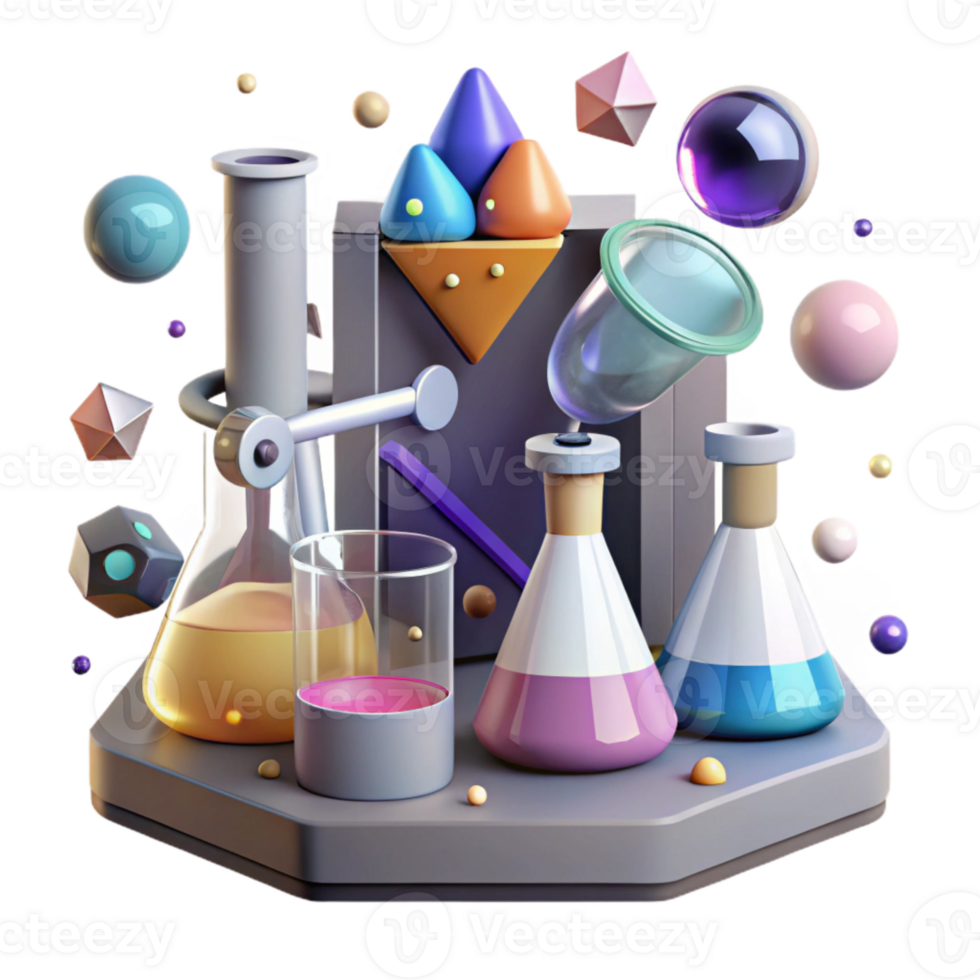 vibrant minimalist Lab Equipment Set Transparent Background for Science Design exclusive png