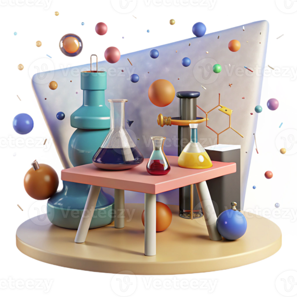 extraordinary classic Lab Equipment Arranged on Table Cutout for Scientific Workplace high resolution png