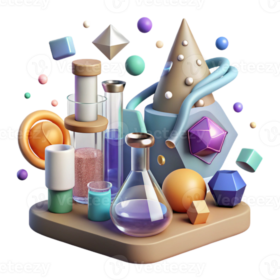 serene modern Lab Equipment Set Transparent Background for Science Design exclusive png