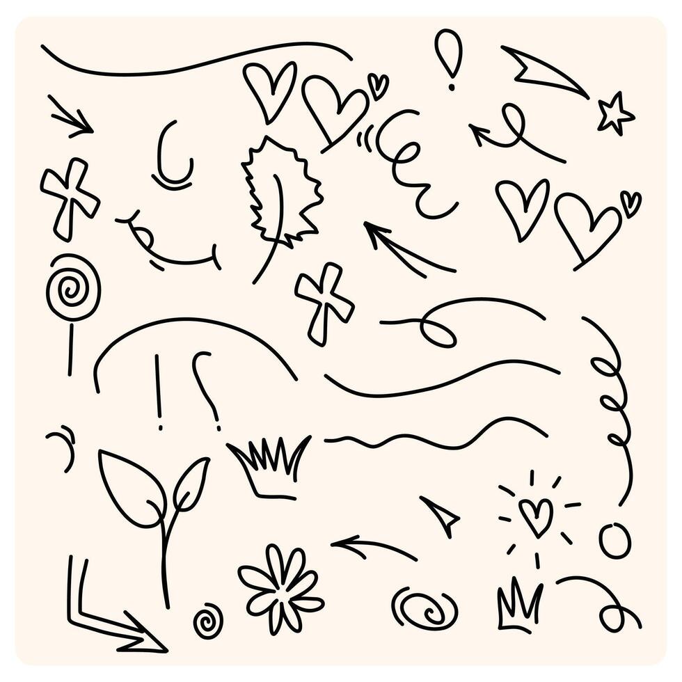 Doodle image set cartoon expression hand drawn doodle with background cream vector