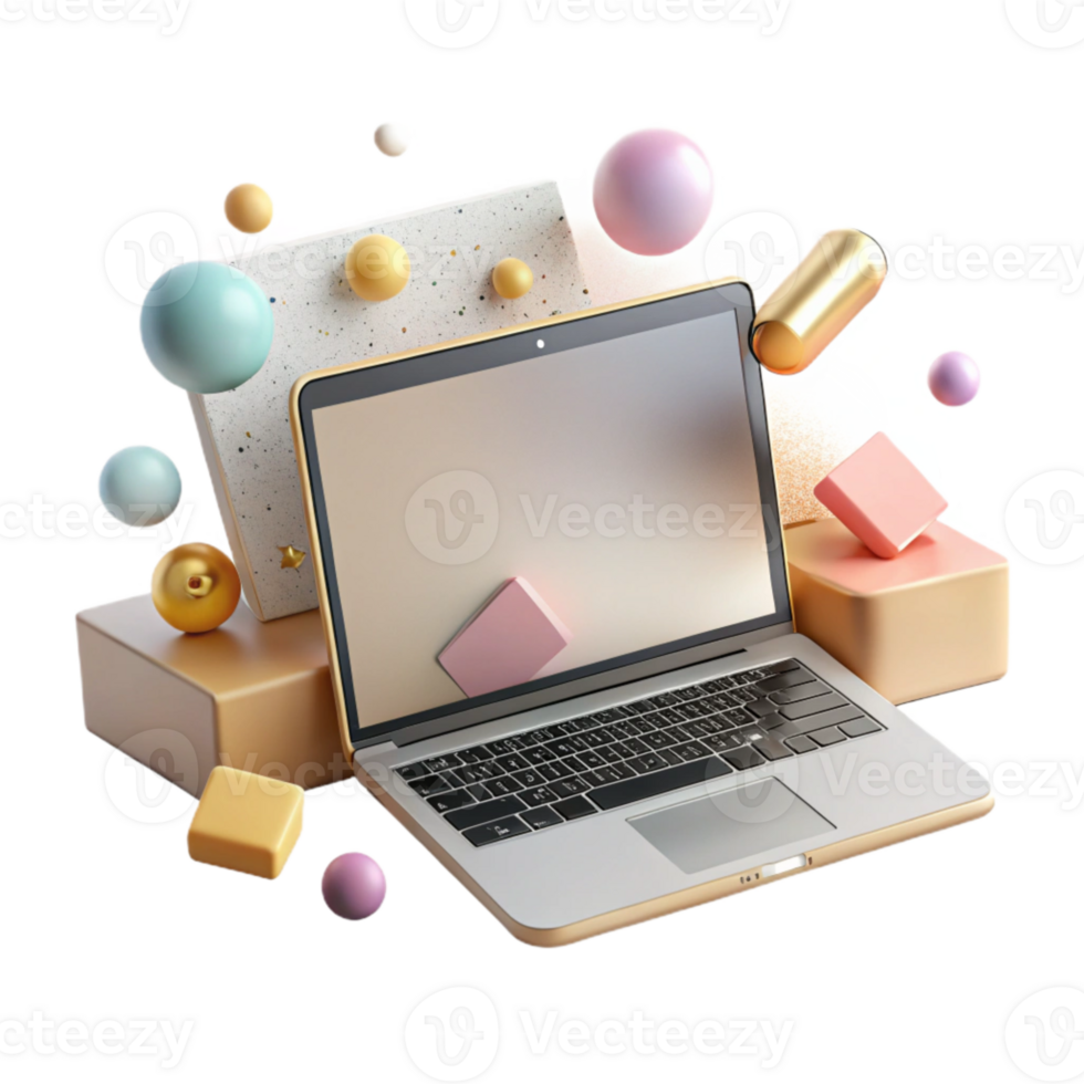 wonderful abstract Laptop Mockup Blank Screen Top View Isolated for Web Design original png