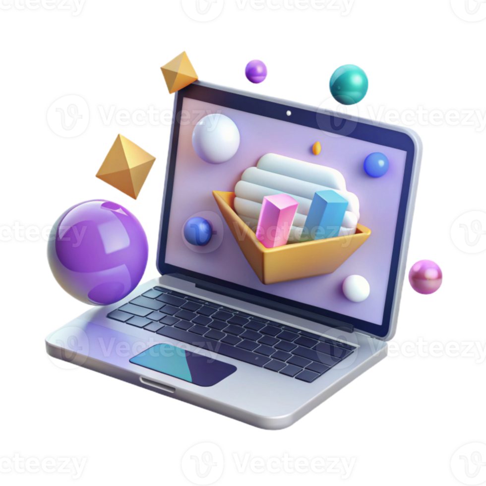 elegant abstract Laptop Mockup Open Screen with Website Isolated for Web Developers authentic png