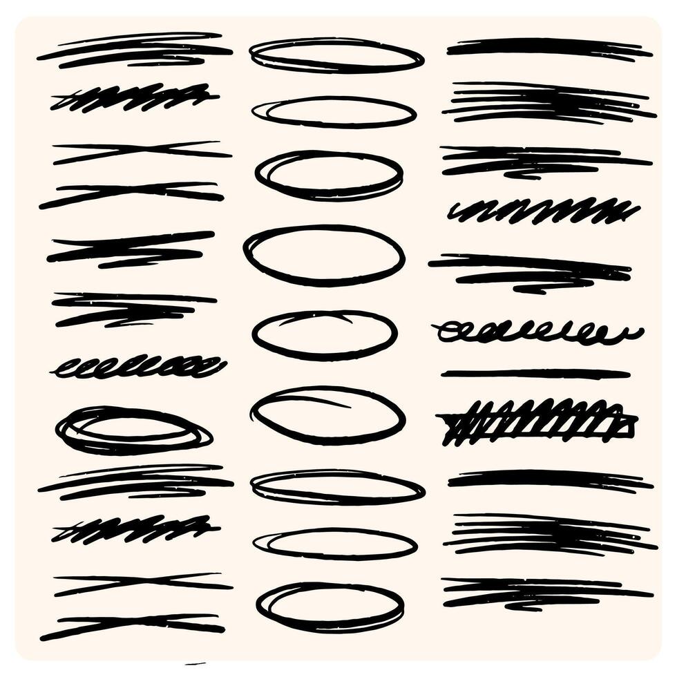 Black crayon or charcoal underlines. Doodle lines with grunge pastel pencil texture vector