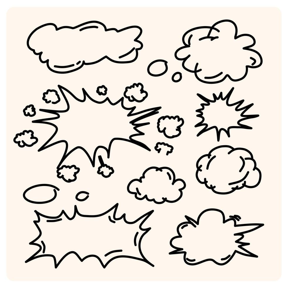 illustration set of hand-drawn speech bubbles. Speech balloons, frames vector