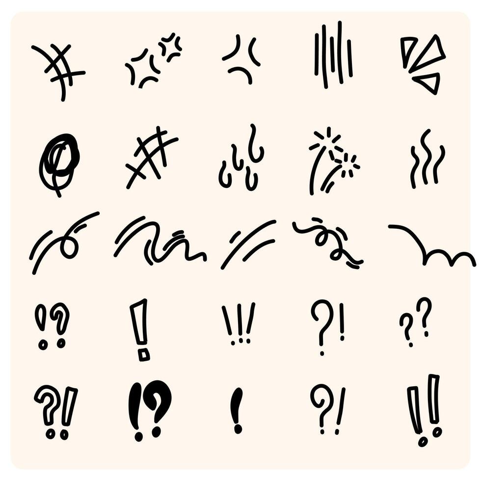 hand-drawn illustration of a doodle line art with different shapes vector