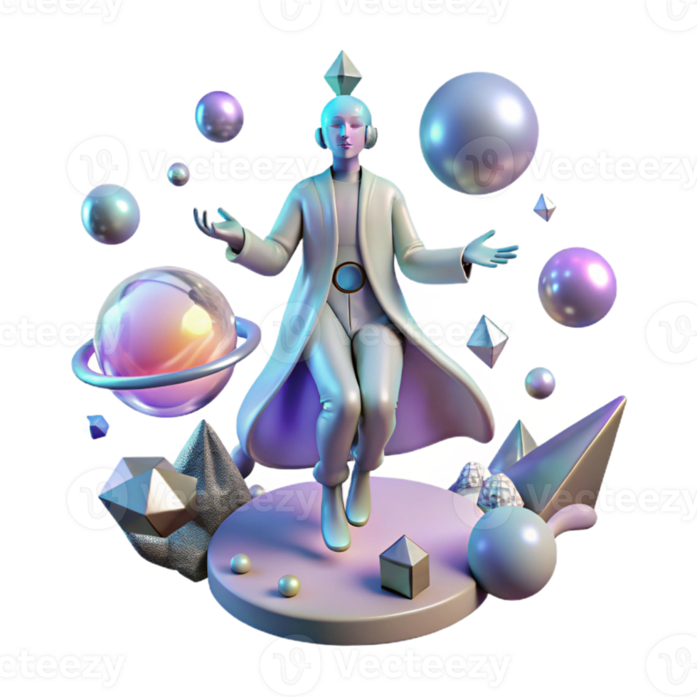 vibrant modern Levitation Figure Transparent Dream Scene genuine png