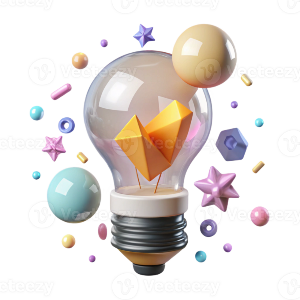 vibrant abstract Light Bulb Idea Innovation Transparent Background authentic png