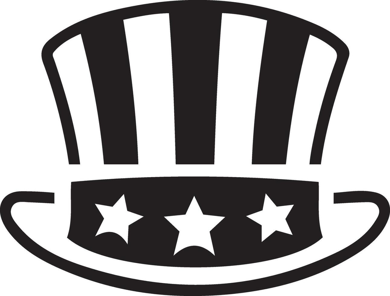 Simple black and white illustration of an Uncle Sam hat. vector
