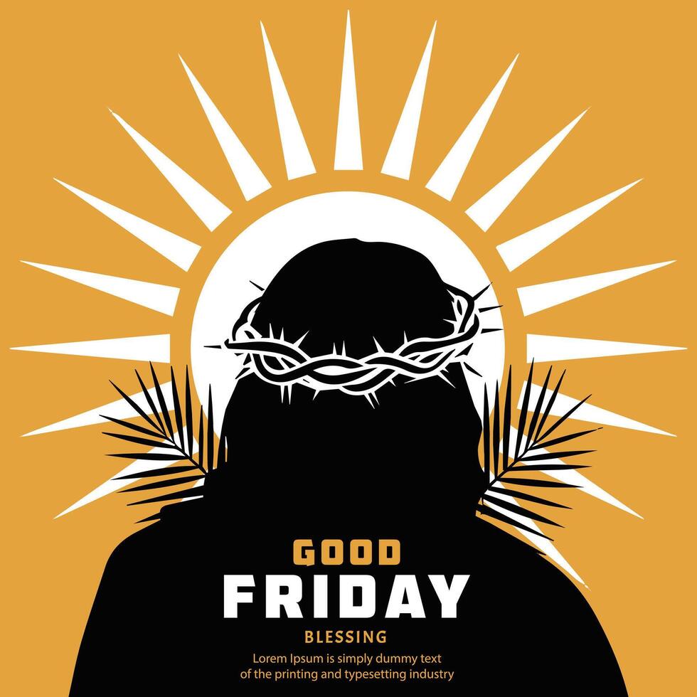 Silhouette of Jesus on Good Friday with Crown of Thorns vector