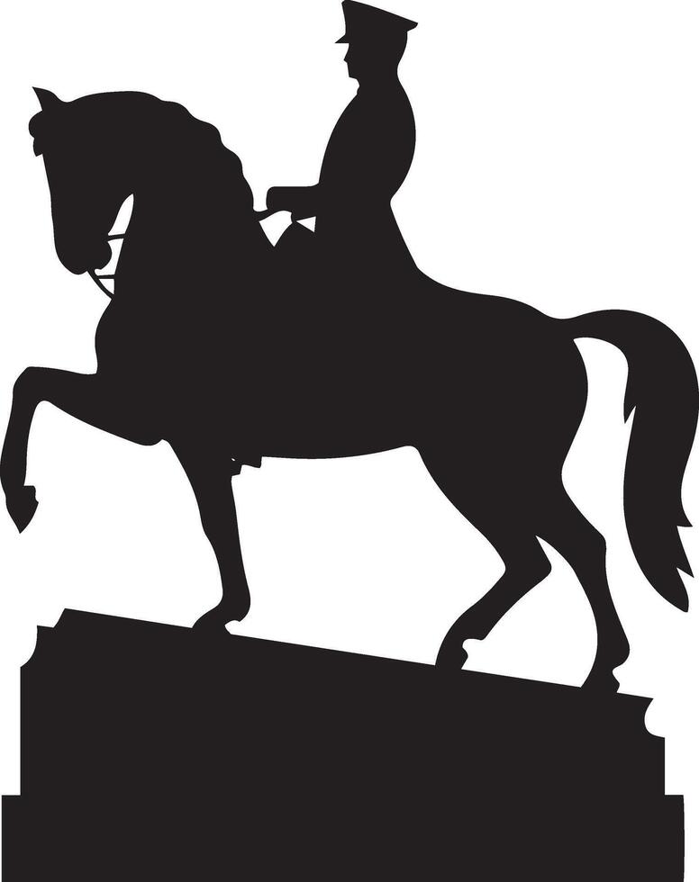 A bold black Silhouette of a Ataturk statue, Soldier on Horseback Monument vector