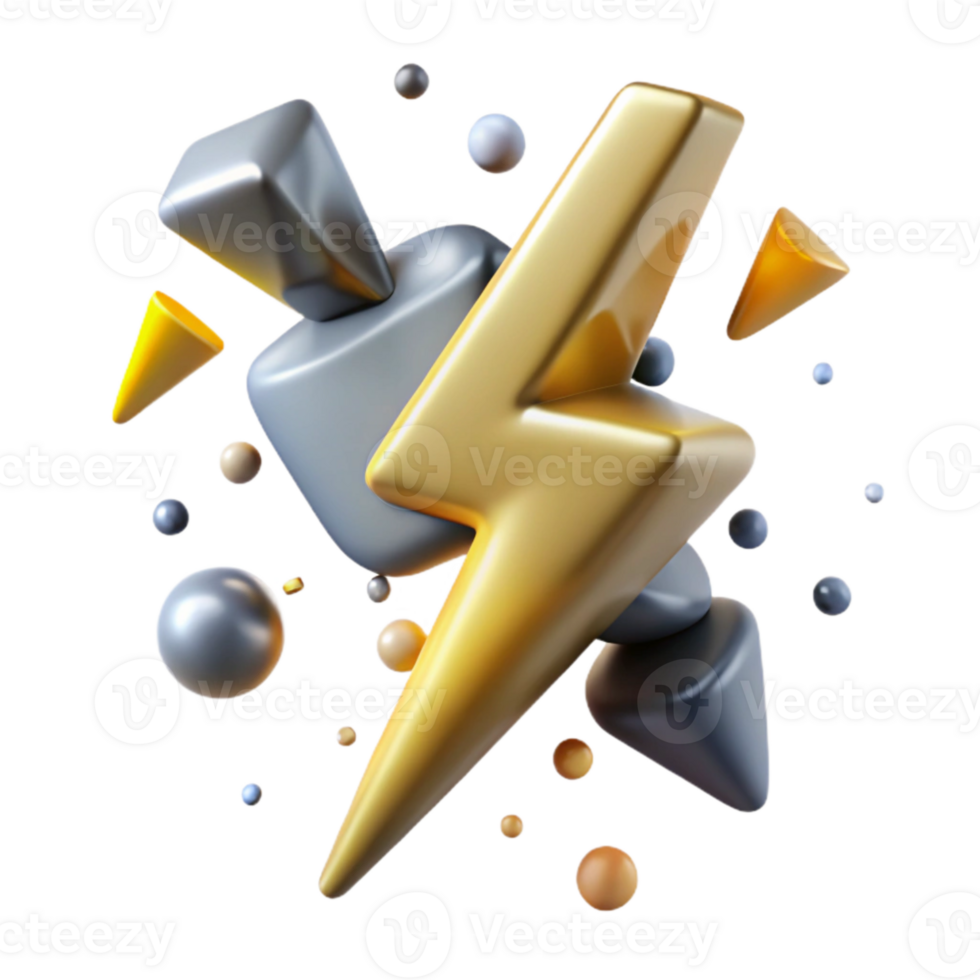 elegant abstract Lightning Bolt Isolated Cutout for Storm Warnings original png