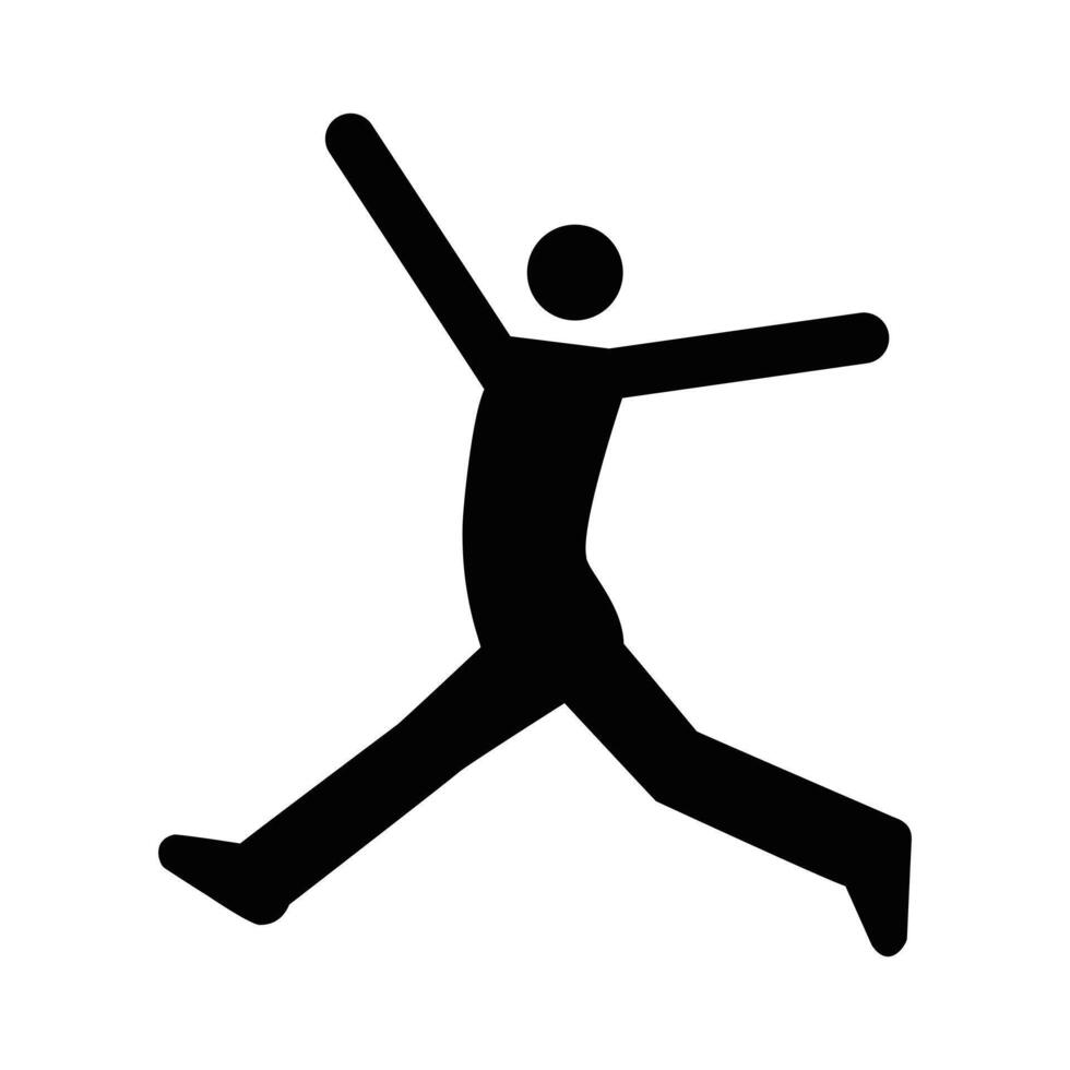 Happy person jumping, a simple black silhouette. vector