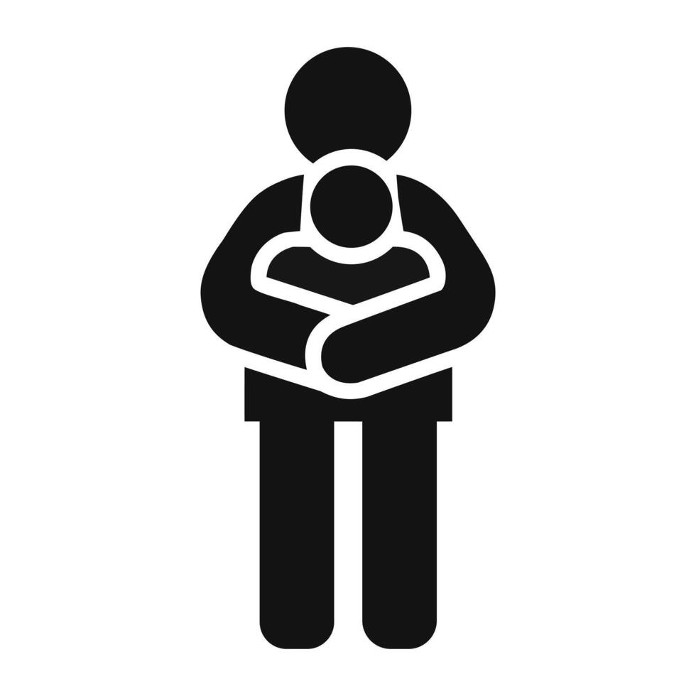 Father lovingly cradling his child, a simple icon. vector