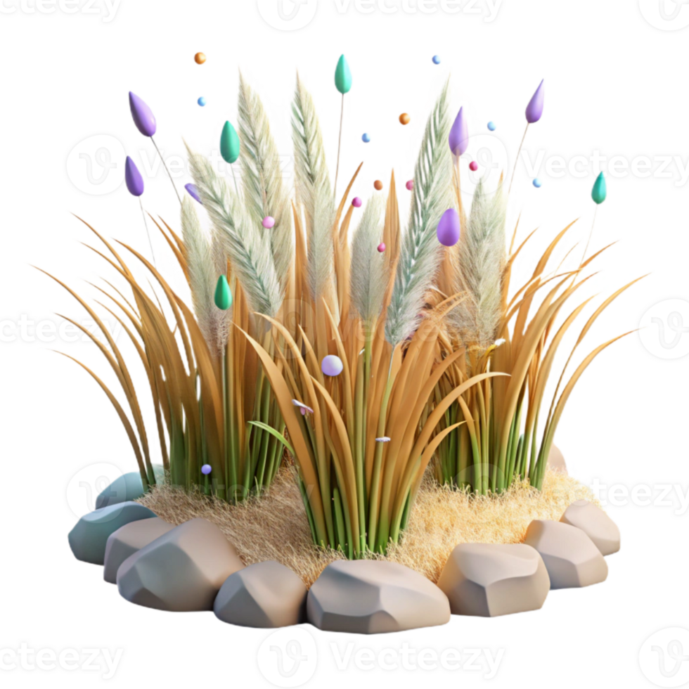 vibrant modern Long Grass Isolated for Prairie Landscape Design professional png