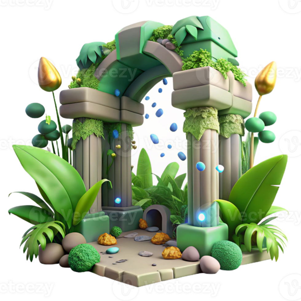 serene artistic Lost City Jungle Vines Cutout for Adventure Games genuine png