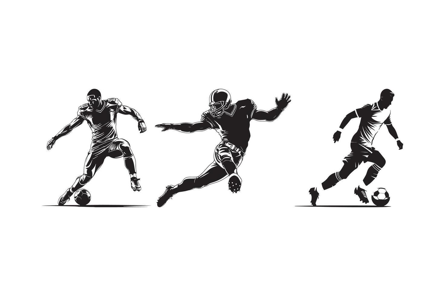 Soccer Player Silhouette Football Dribbling Illustration Design vector