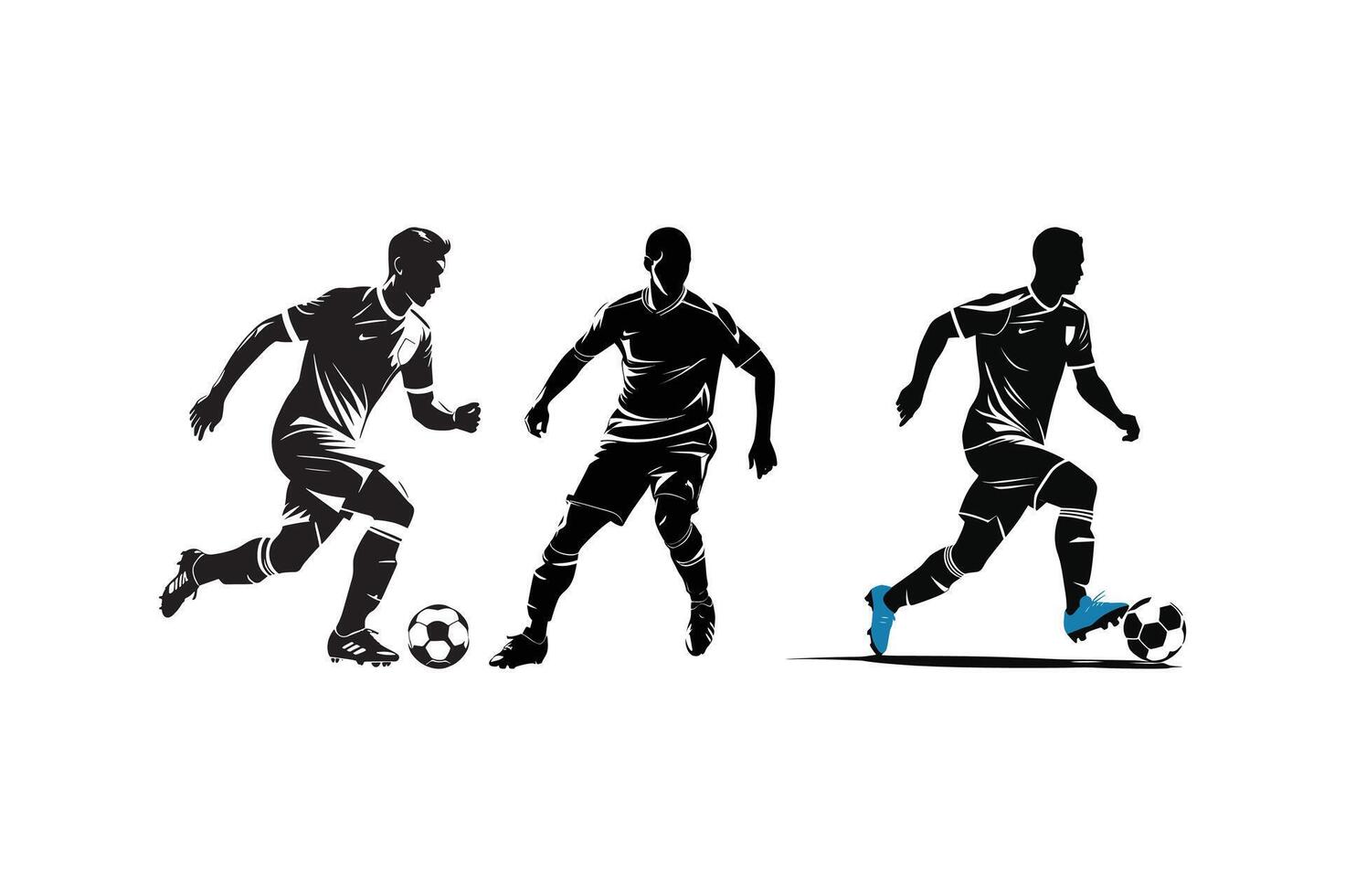 Soccer Player Silhouette Football Dribbling Illustration vector