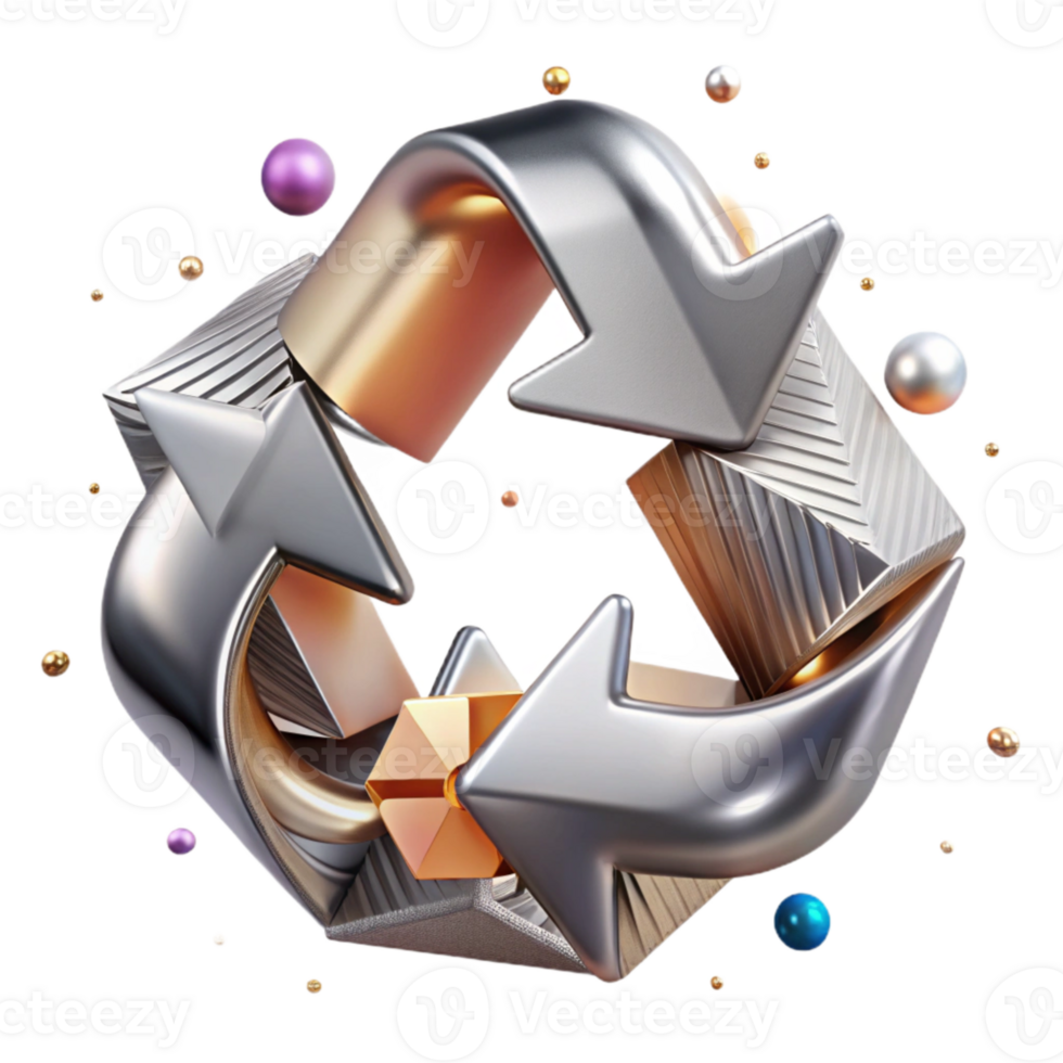 vibrant vintage Metal Recycling Symbol Steel Aluminum Cutout for Sustainable Projects original png