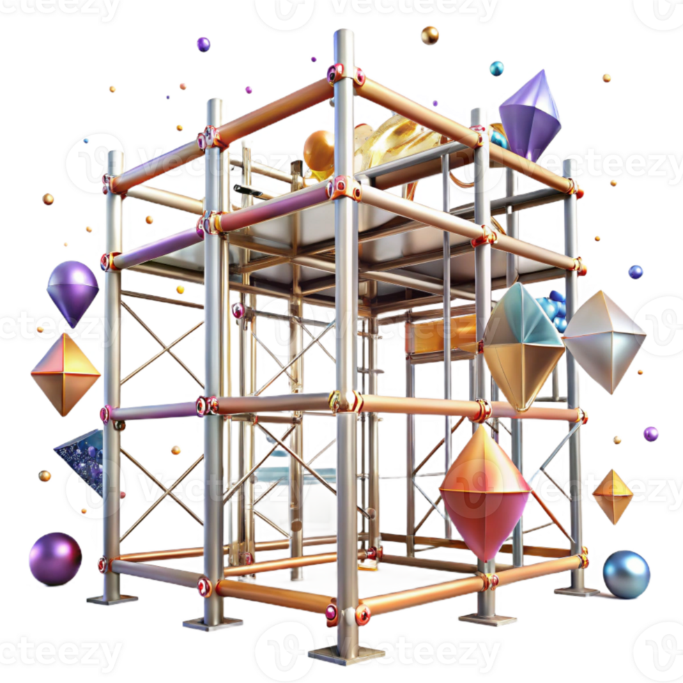 stunning modern Metal Scaffolding Construction Framework Isolated detailed png