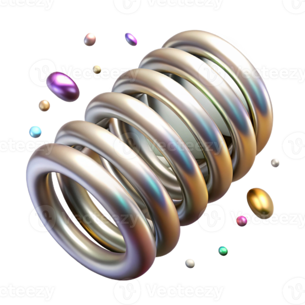 serene artistic Metal Spring Coil Cutout for Mechanical Illustrations premium png