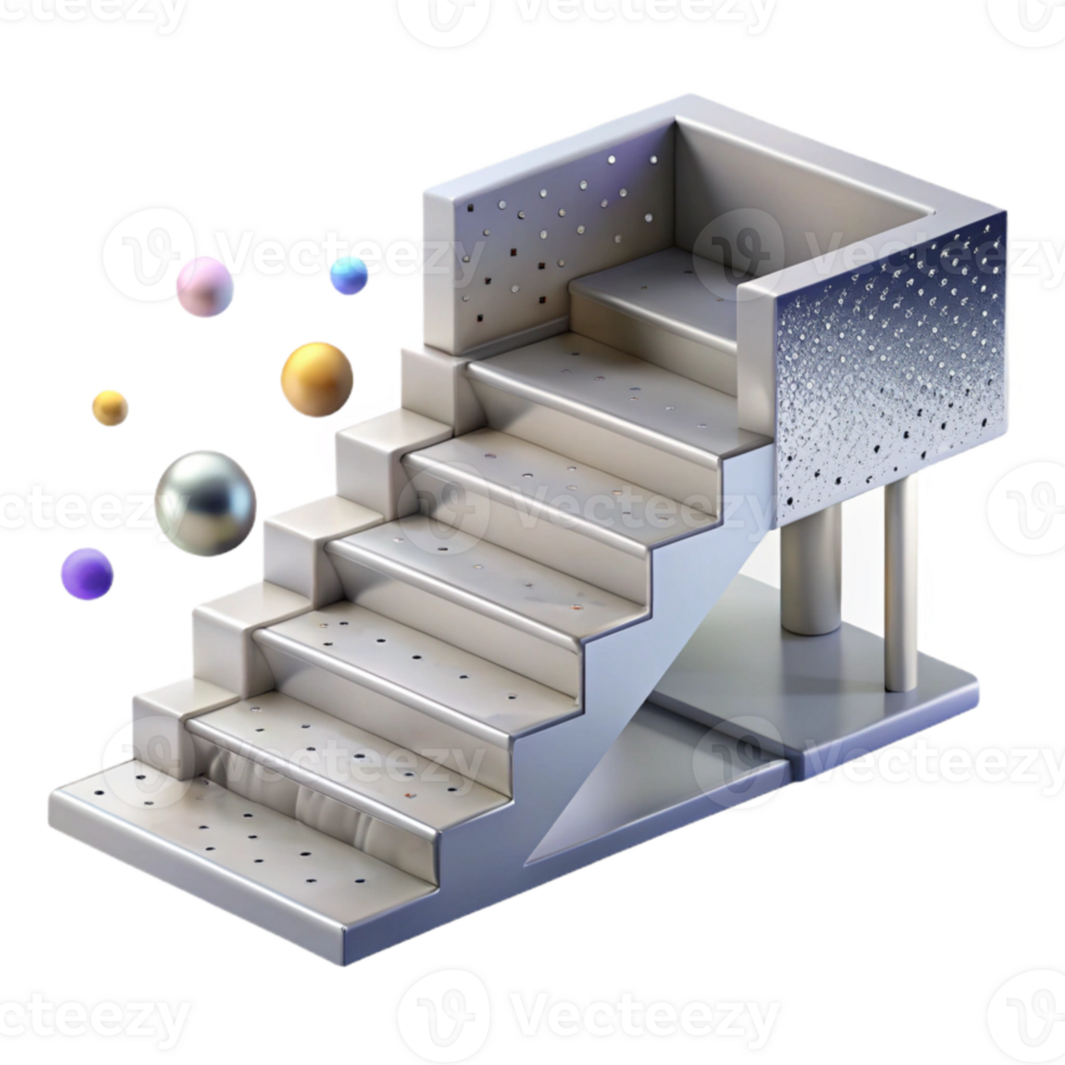 wonderful rustic Metal Staircase with Perforated Steps Transparent high resolution png