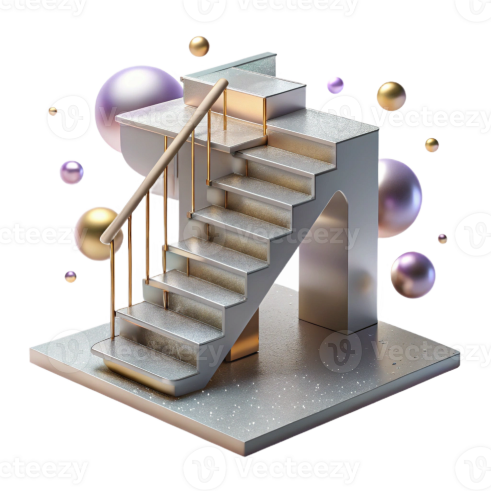 magnificent artistic Metal Staircase with Functional Design Transparent png