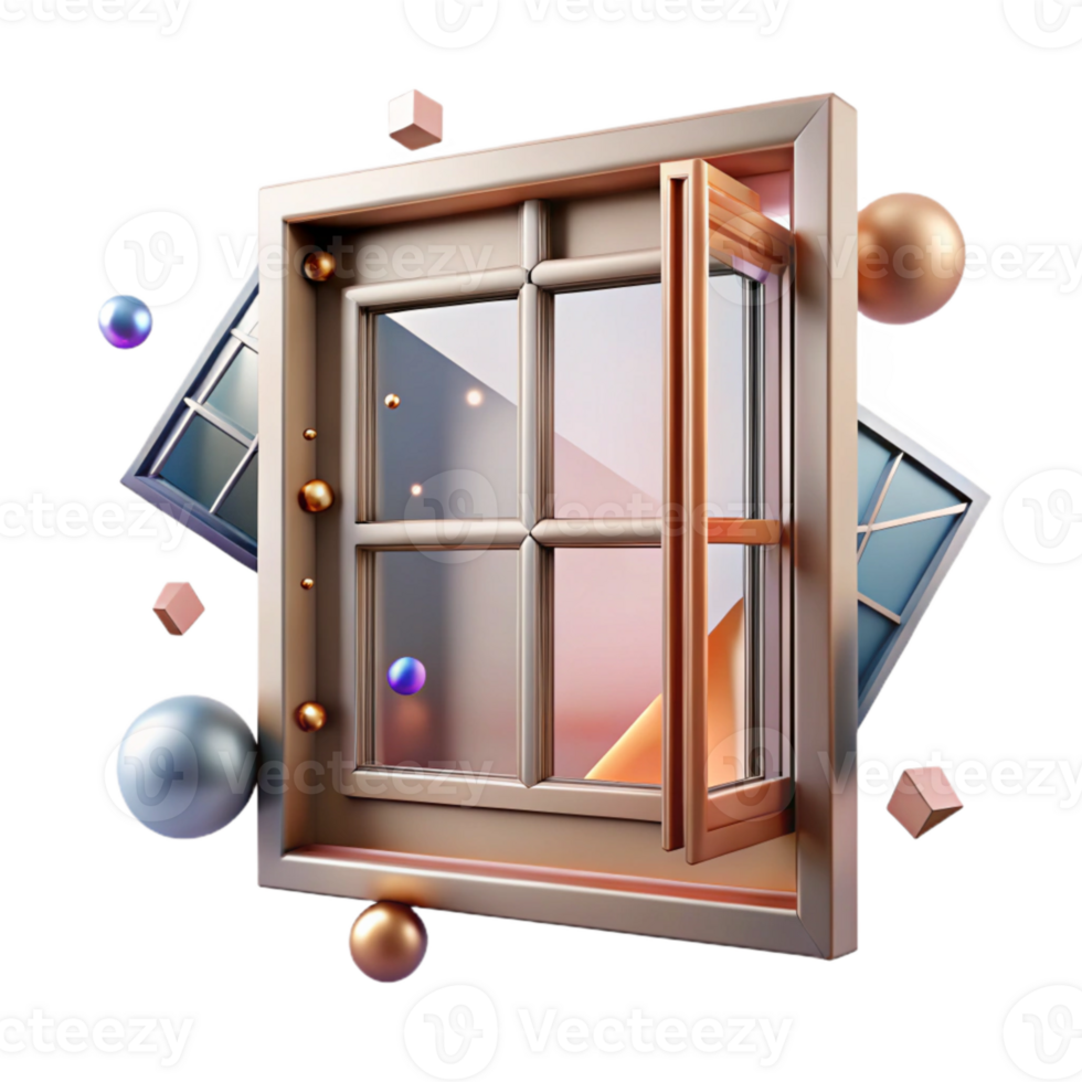 beautiful artistic Metal Window Frame Cutout for Architectural Visualization professional png