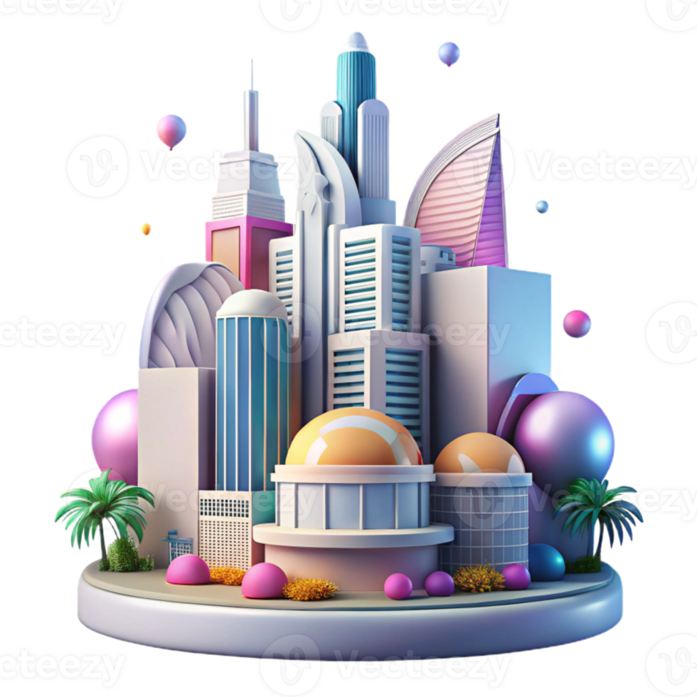 vibrant modern Miami Beach Skyline Art Deco Architecture Isolated for Historic Preservation genuine png