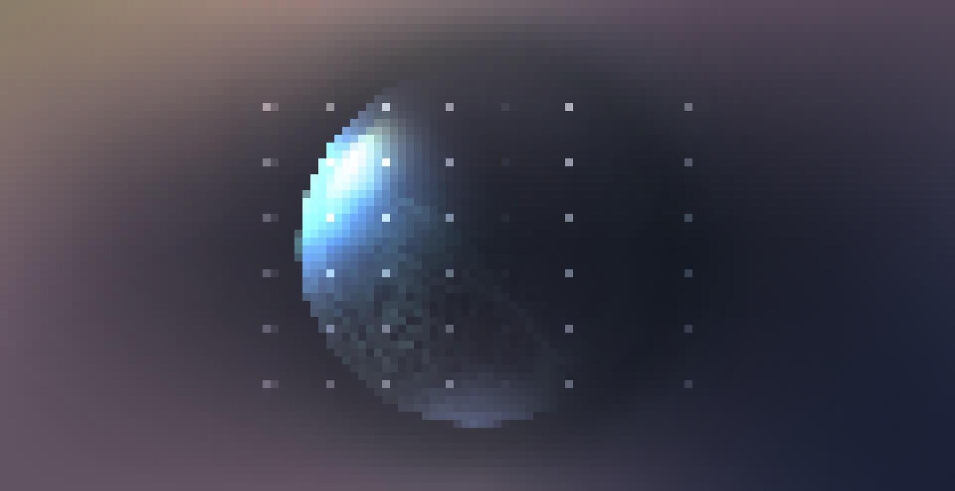 Pixelated 3d space. Pixelated Moon in the Night. Retro futurism. Tech cover. Future template. Abstract background with planet vector