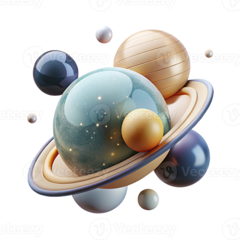 serene artistic Minimalist Solar System Planets Transparent for Space Design genuine png