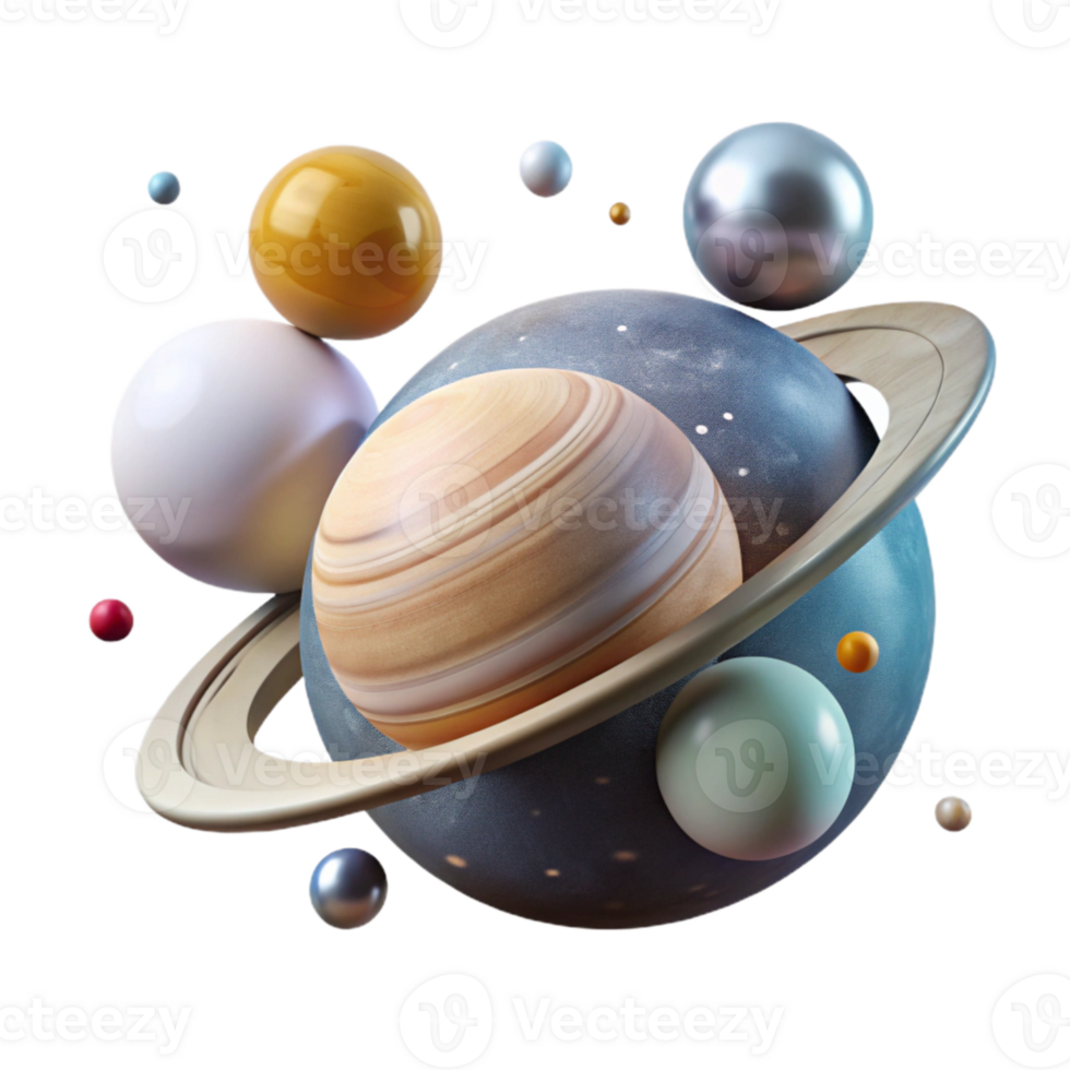 elegant vintage Minimalist Solar System Planets Transparent for Space Design premium png