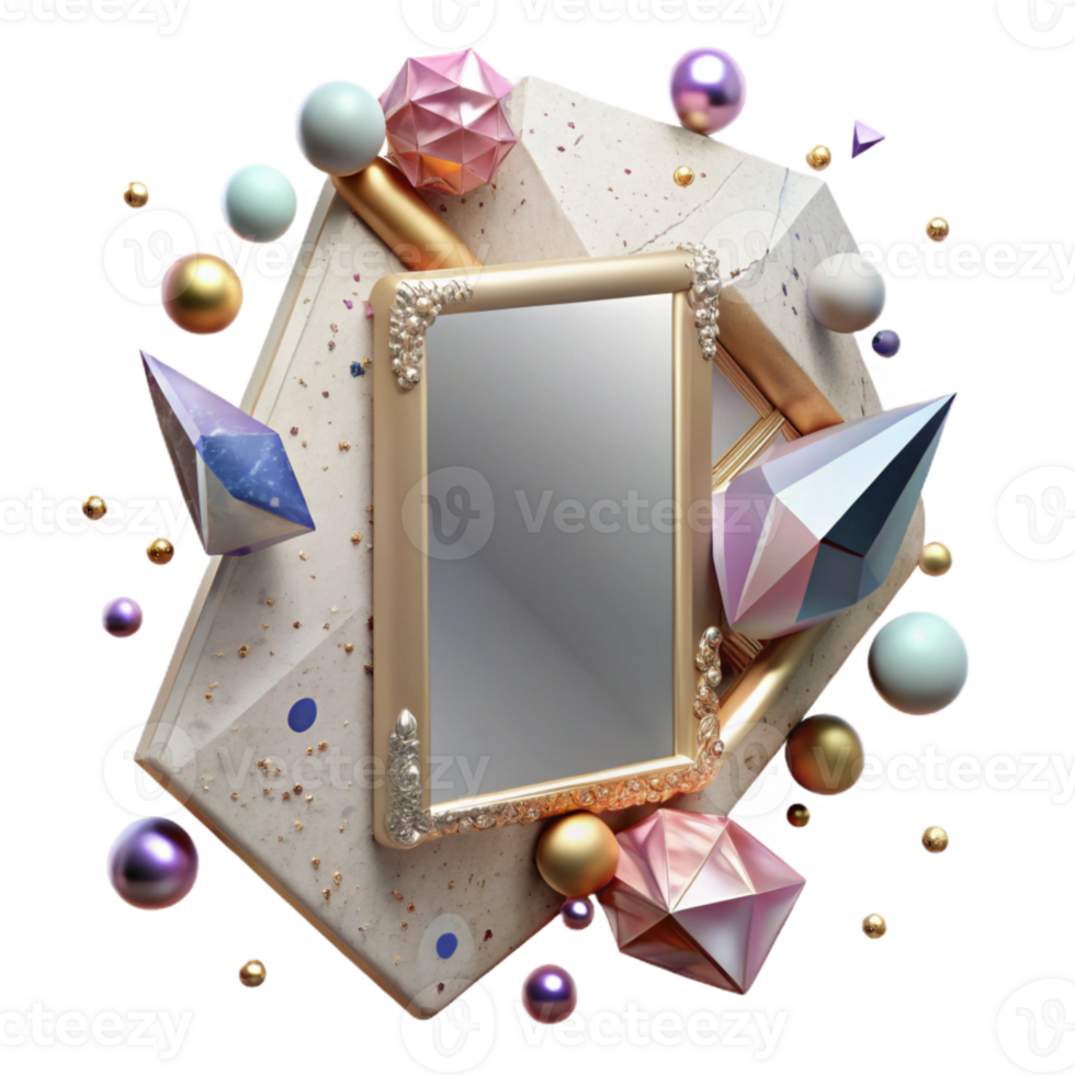 dramatic minimalist Mirror Rectangular Frame Transparent Wall Decor original png
