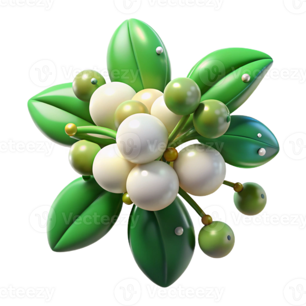 extraordinary artistic Mistletoe Green White Berries Christmas Decor Cutout exclusive png