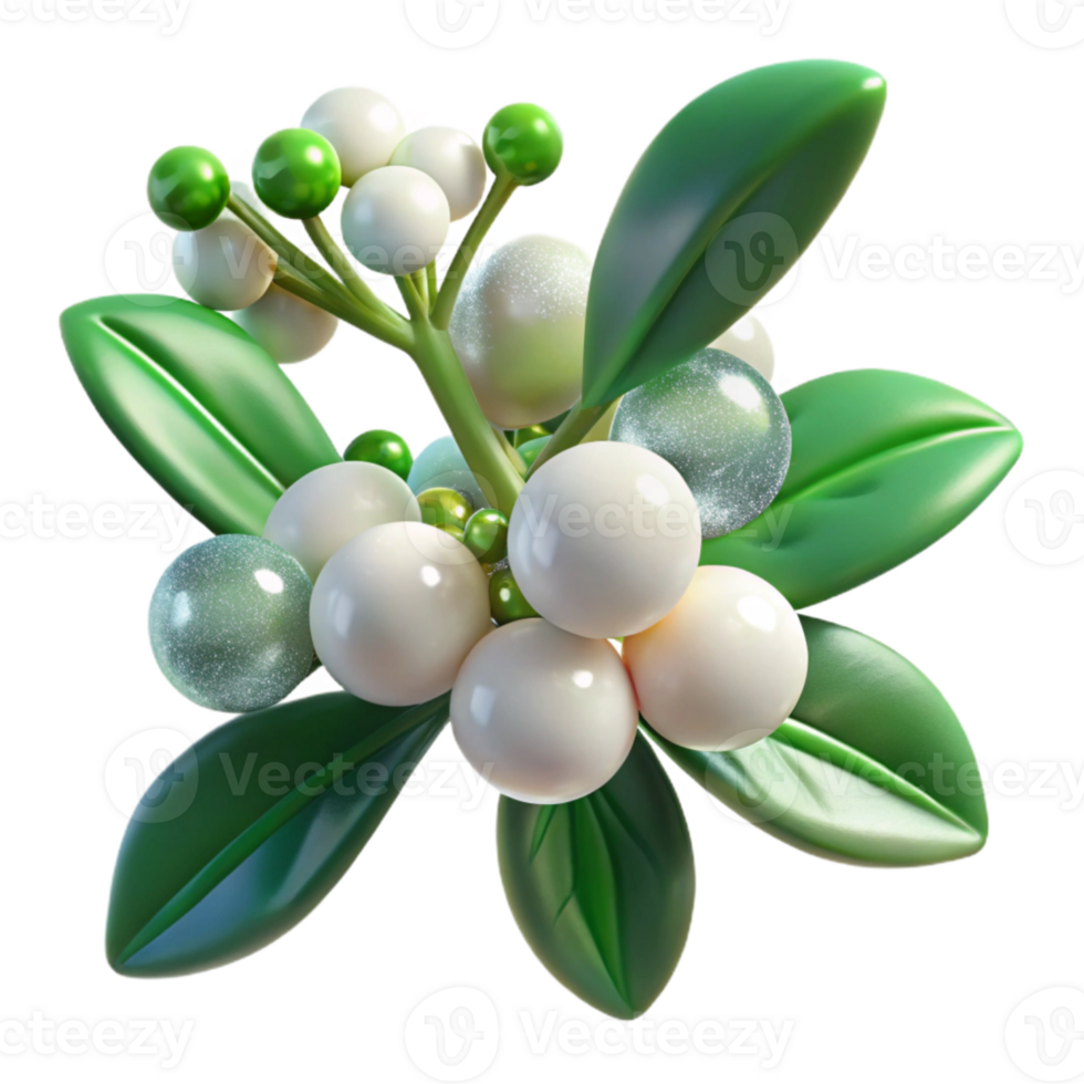 vibrant minimalist Mistletoe Sprig White Berries Transparent for Romantic Designs original png