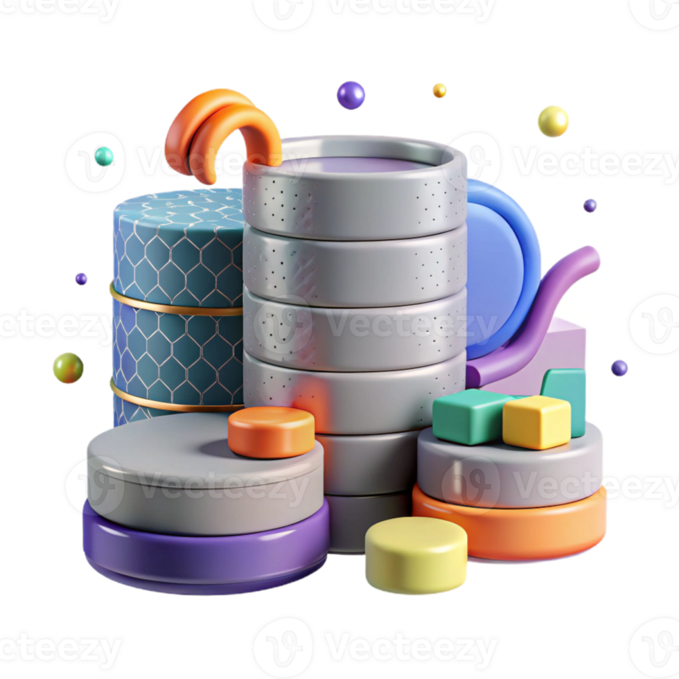 dramatic abstract Modern Data Cylinders Cutout for Business Comparisons png
