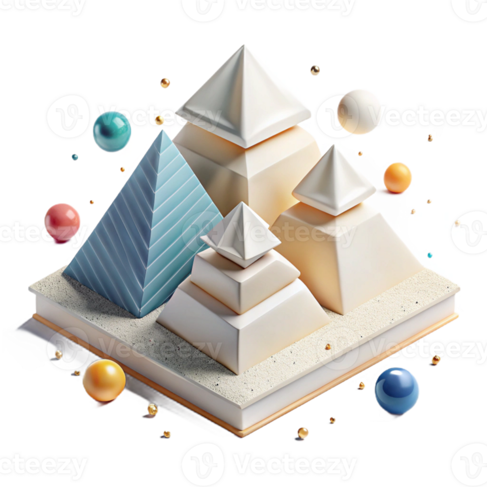 serene abstract Modern Data Pyramids Cutout for Business Hierarchy genuine png