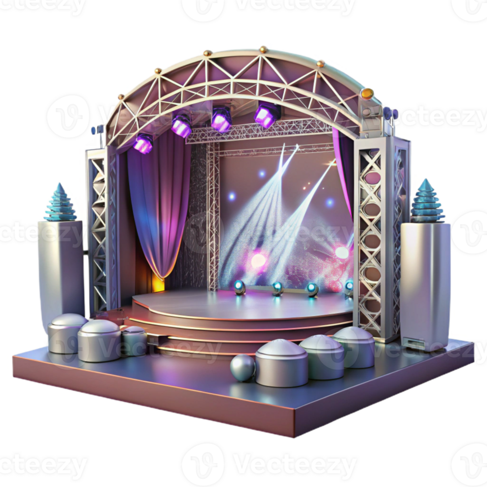 extraordinary vintage Modern Concert Stage with Led Screens Transparent for Digital Art high quality png