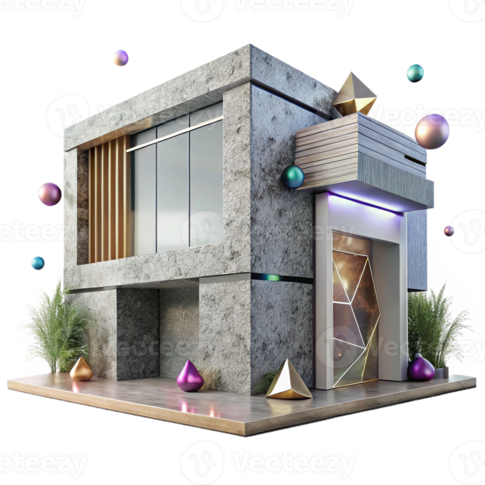 elegant abstract Modern Facade Concrete and Glass Texture Cutout high resolution png