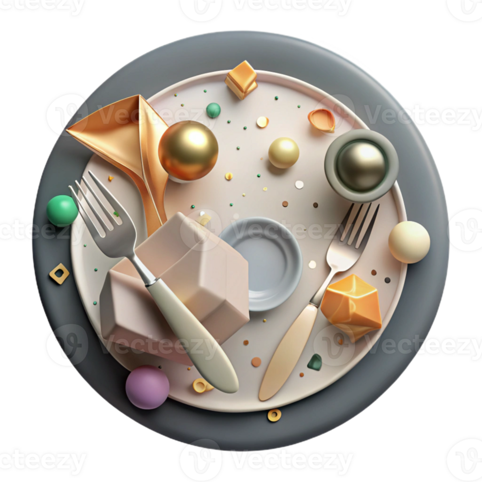 serene traditional Modern Plate and Utensils Cutout for Fine Dining Menu authentic png