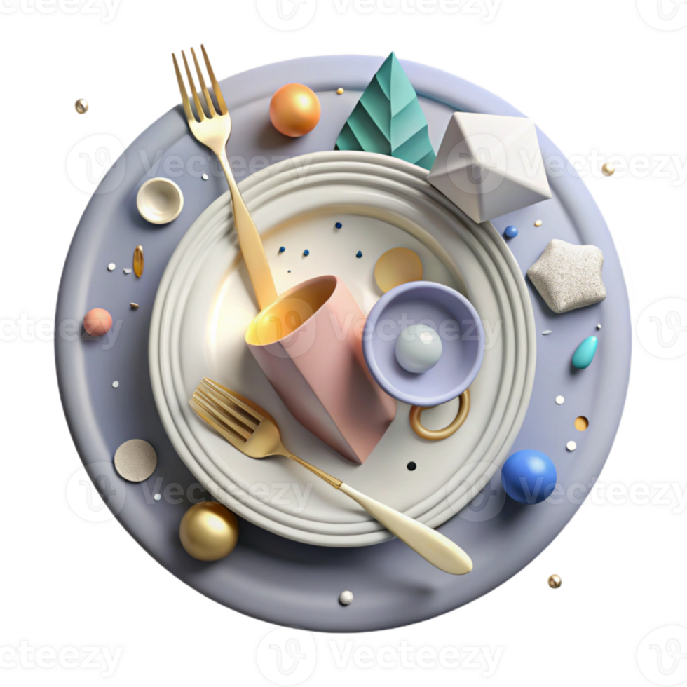 vibrant traditional Modern Plate and Utensils Cutout for Fine Dining Menu exclusive png