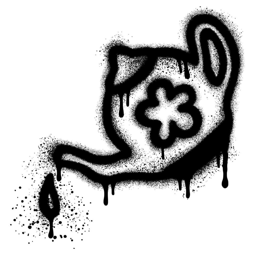 Watering Can graffiti with black spray paint. vector