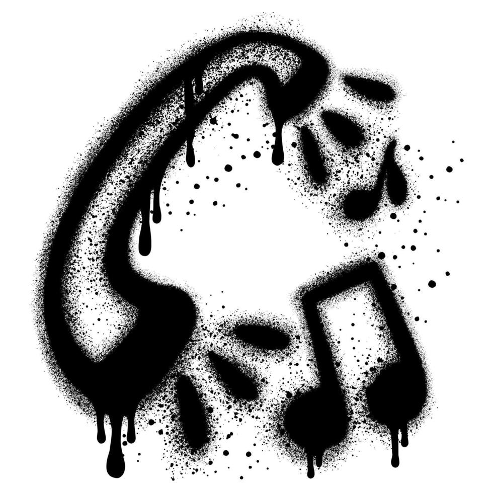 Phone icon in graffiti style with black spray paint vector