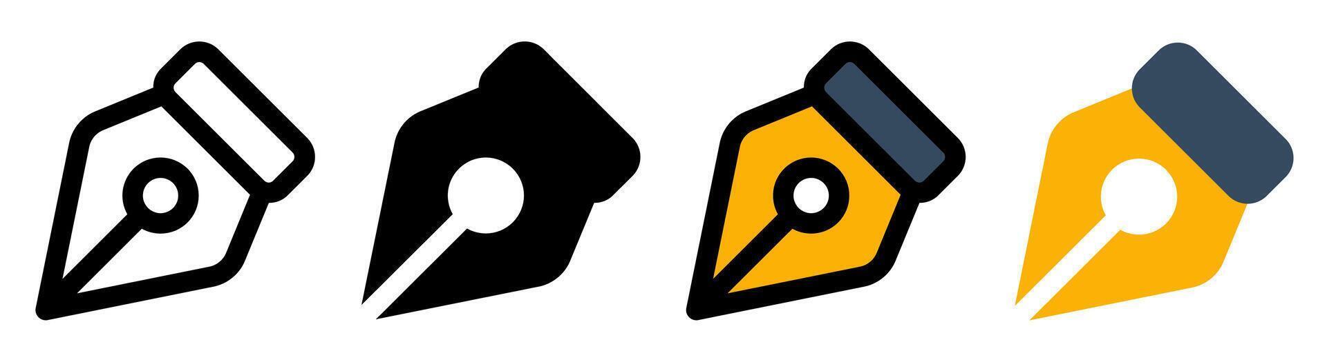 Modern pen nib icons with a simple and stylish design. Ideal for writing, design, and educational applications. vector