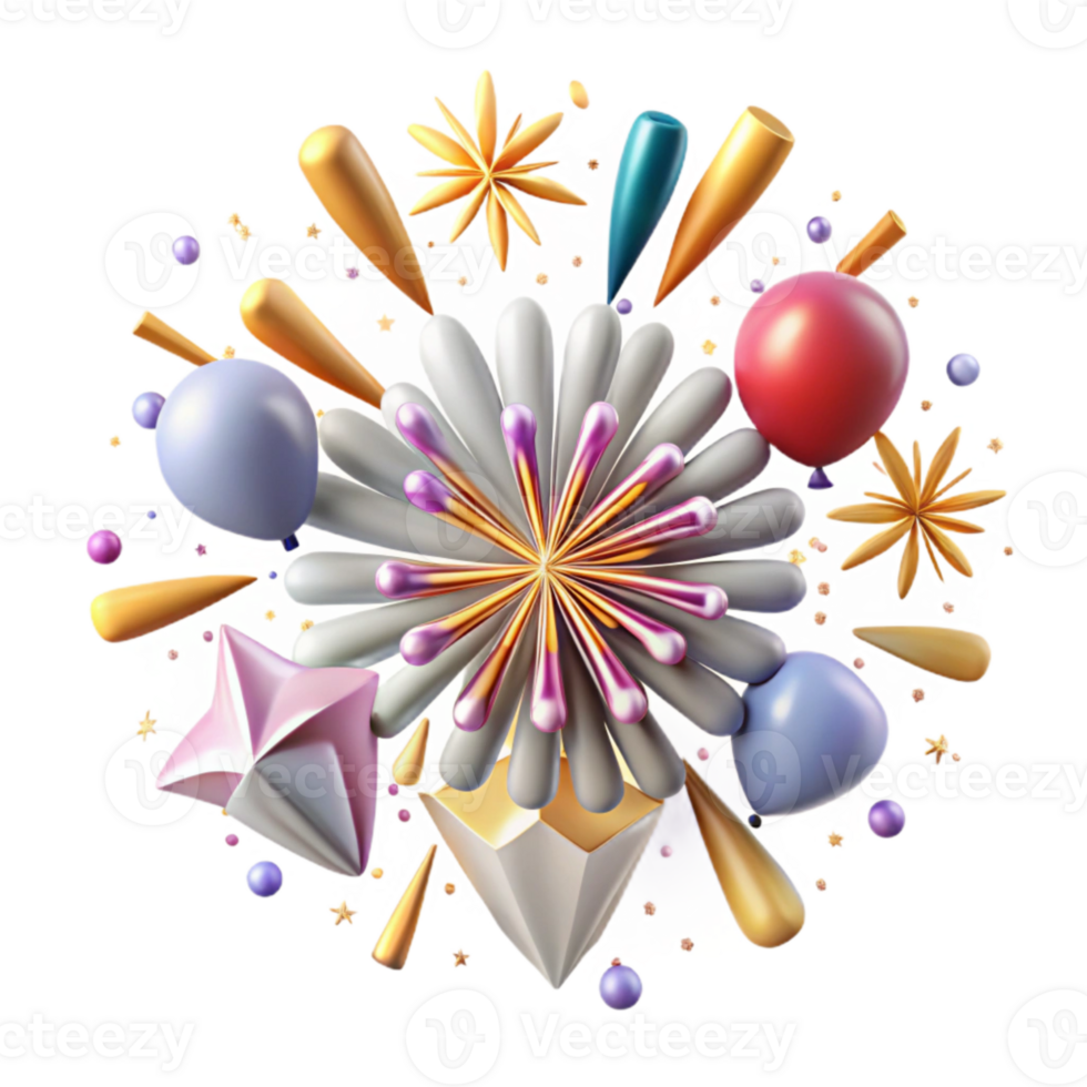 wonderful classic Multiple Fireworks Burst Transparent for Holiday Cards premium png