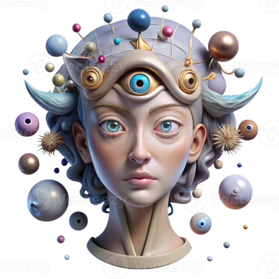 elegant classic Multiple Eyes Cutout Surreal Portrait Art exclusive png