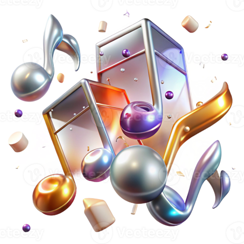 serene artistic Multiple Music Notes Transparent Background for Music Presentations high quality png