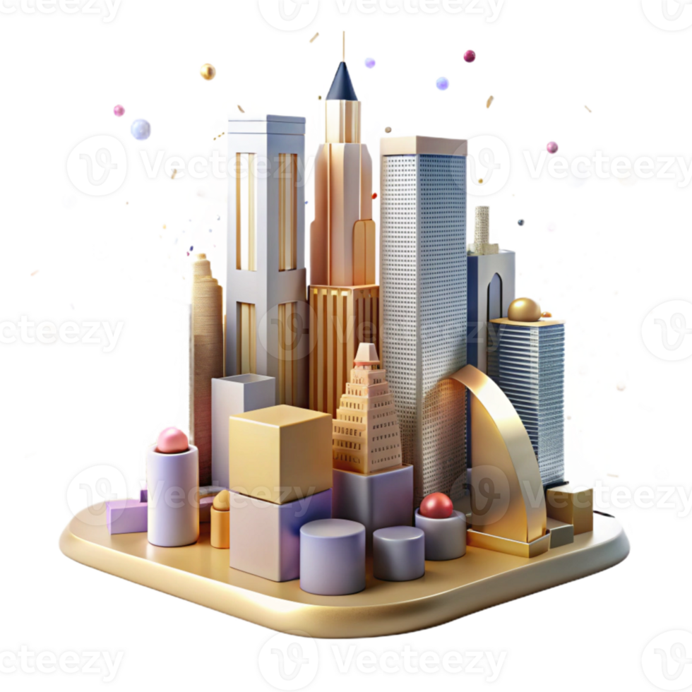 elegant traditional Multiple Skyscraper Silhouette Cutout for Urban Development premium png