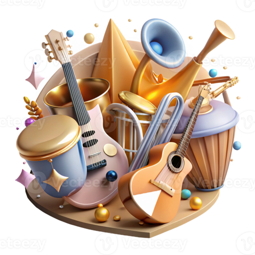 elegant abstract Musical Instruments Isolated for Band or Orchestra Graphics authentic png