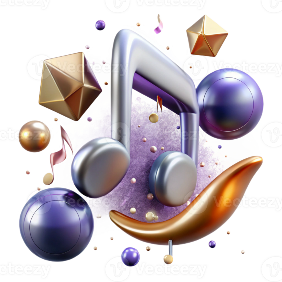 impressive abstract Music Note with Transparent Background detailed png