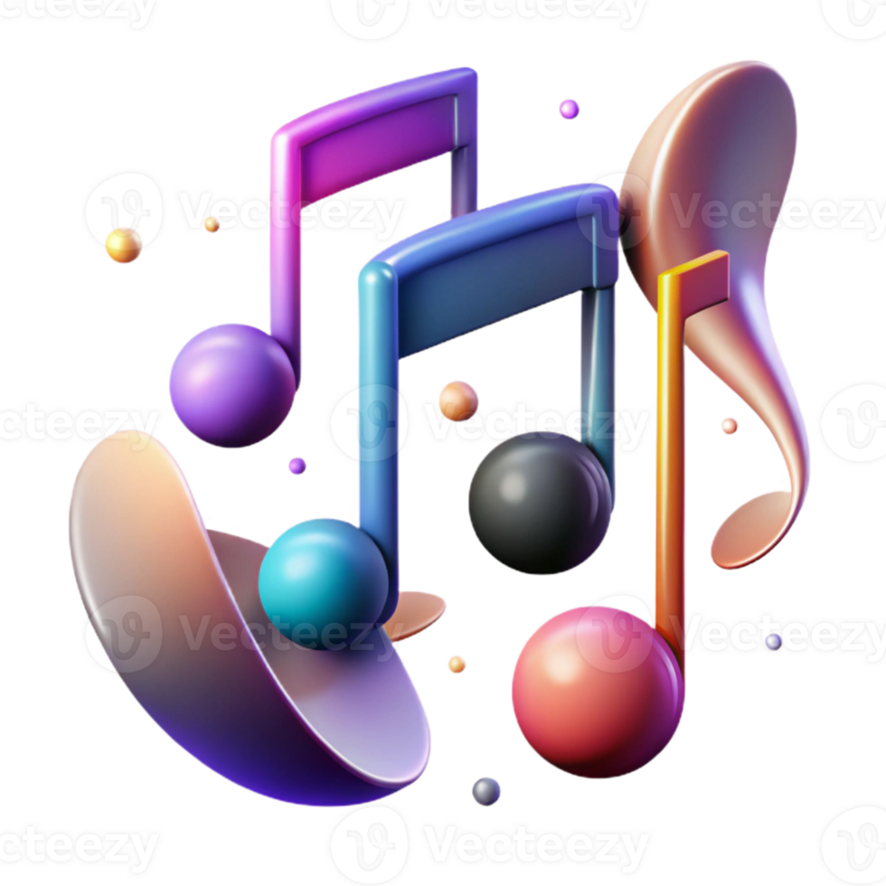serene contemporary Music Notes Gradient Cutout for Modern Music Graphics genuine png